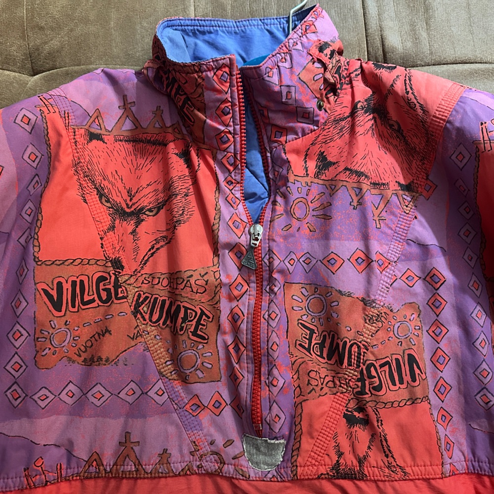 Vintage 80s Vilge Kumpe Ski Jacket 1/4 Zip Retro Pullover Size 6 Blue Lined